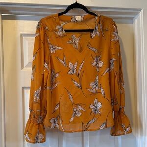 a new day Mustard Floral Blouse